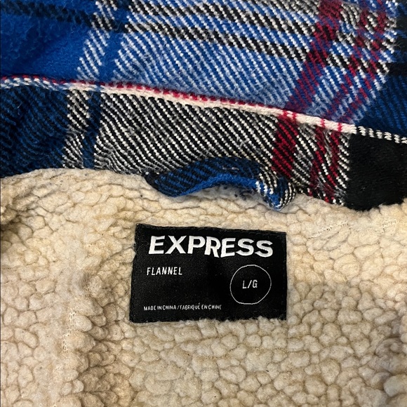 Express Blue and Red Plaid Flannel Jacket - Picture 3 of 9